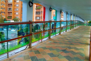 臺北市立陽明高中人行陸橋影像彩繪膠合玻璃